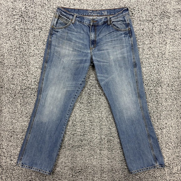 Wrangler Retro Jeans Mens 38x34 Blue Denim Relaxed Bootcut Western Cowboy Pants - Picture 1 of 16